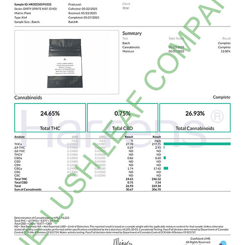 Bulk Premium THCA Kief~25-30% (1oz)