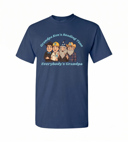 Grandpa Ken's Official Reading Time T-Shirt Adult and Kiddo Sizes