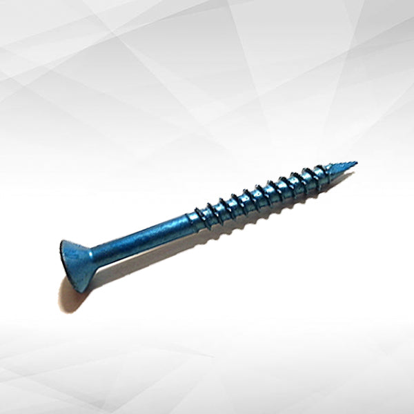 Phillips Flat Head Concrete Screw Anchors, Hi-lo Thread Sharp Point, Ceramic Coated Blue