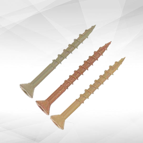 Square Flat Deck Screws W/nibs & Type-17 Point 2/3 Thread Ceramic Coated 1,200 Hour + Salt Spra